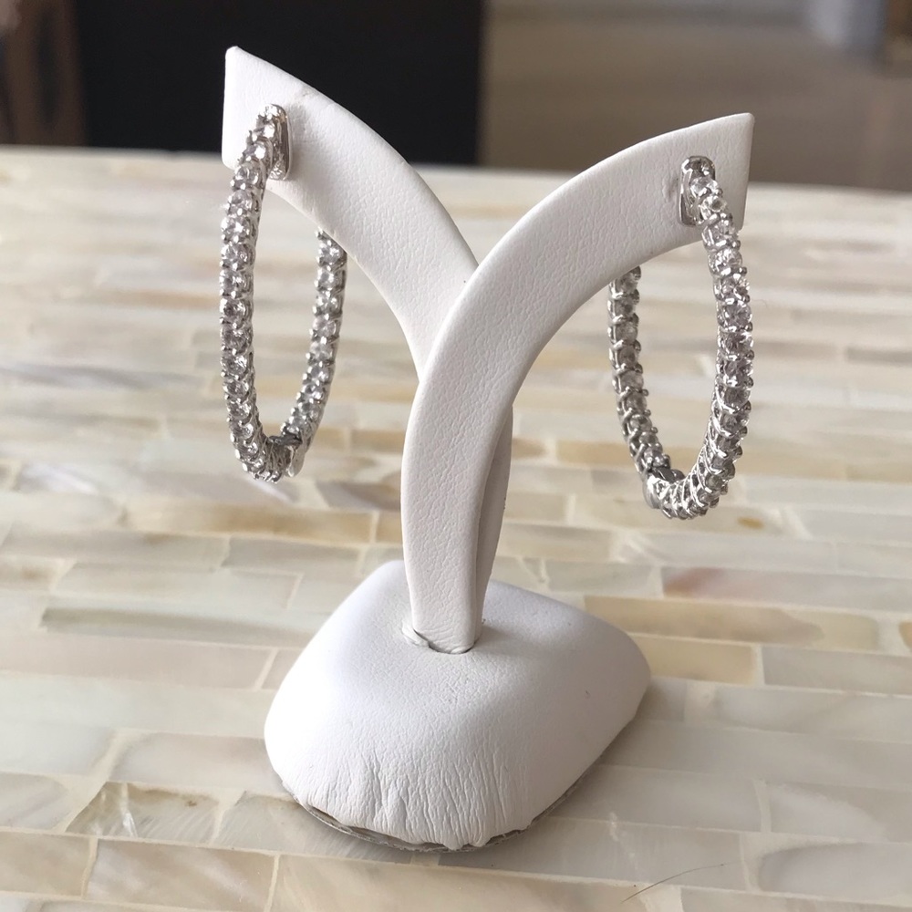 29mm CZ Sterling Silver Hoops